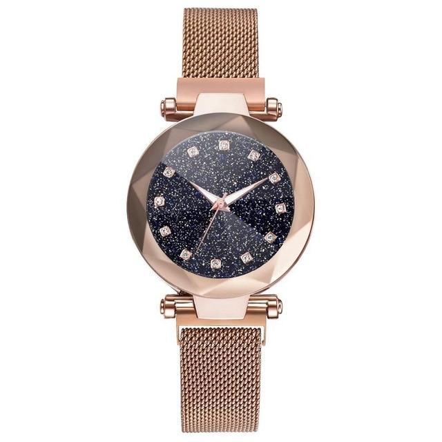 Luxury Starry Sky Stainless Steel Mesh Bracelet Watches For Women Crystal Analog Quartz Wristwatches Ladies Sports Dress Clock