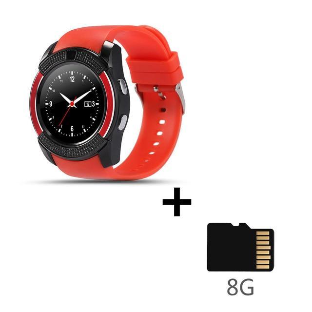 Sport Men Smart Watch v8 sim card android camera rounded Answer Call Dial Call Smartwatch Heart Rate Fitness Tracker