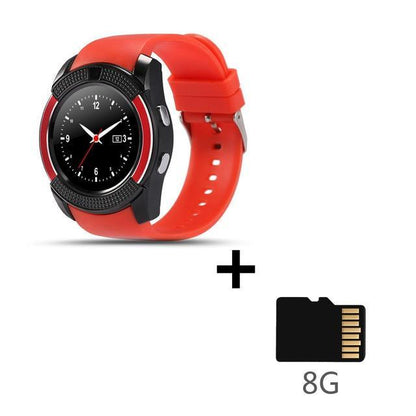 Sport Men Smart Watch v8 sim card android camera rounded Answer Call Dial Call Smartwatch Heart Rate Fitness Tracker
