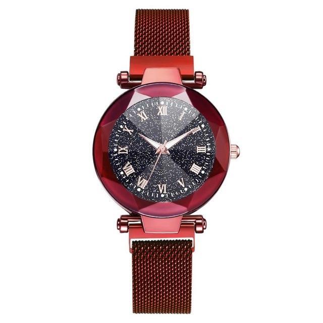 Luxury Starry Sky Stainless Steel Mesh Bracelet Watches For Women Crystal Analog Quartz Wristwatches Ladies Sports Dress Clock