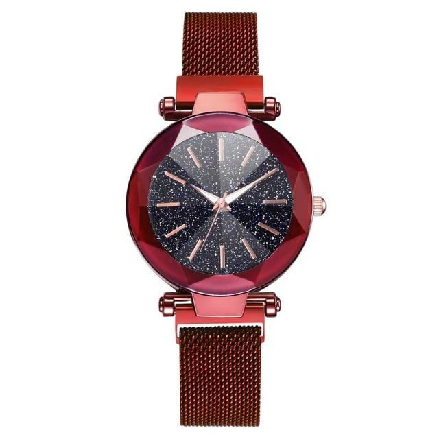 Luxury Starry Sky Stainless Steel Mesh Bracelet Watches For Women Crystal Analog Quartz Wristwatches Ladies Sports Dress Clock