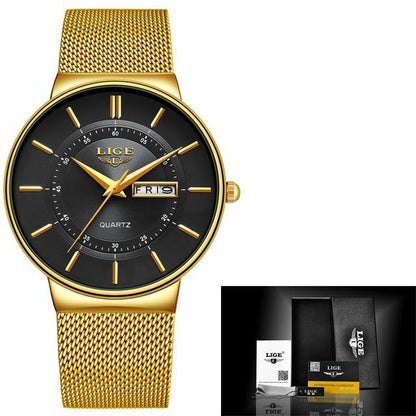 2019 New Blue Quartz Clock LIGE Mens Watches Top Brand Luxury Watch For Men Simple All Steel Waterproof Wrist Watch Reloj Hombre