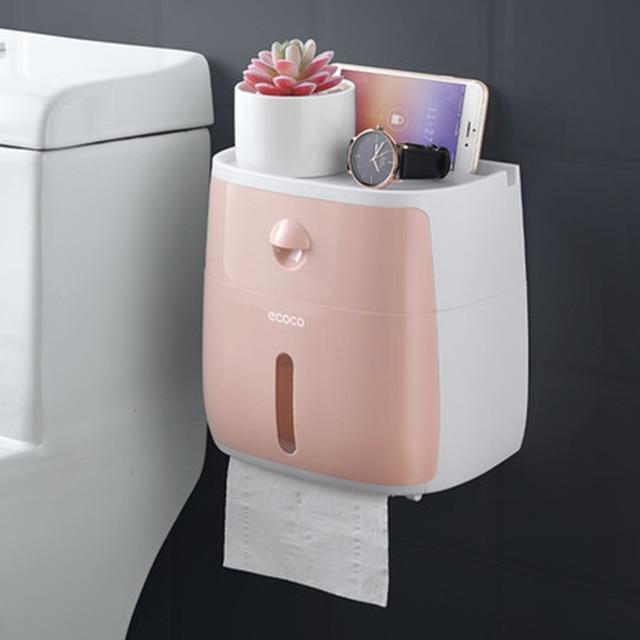 LF82003toilet paper holder plastic bathroom double paper tissue box wall mounted paper shelf storage box toilet tissue dispenser