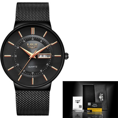 2019 New Blue Quartz Clock LIGE Mens Watches Top Brand Luxury Watch For Men Simple All Steel Waterproof Wrist Watch Reloj Hombre