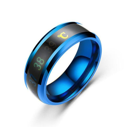 Ring For Men Stainless Steel Intelligent Temperature Sensing Couple Rings For Women Lovers Wedding Band Ring Jewelry