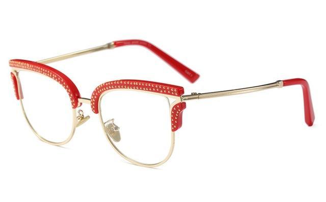 s 45530 Ladies Full Gold Rivet Glasses Frames Men Women Brand Designer Optical EyeGlasses Fashion Eyewear Computer Glasses