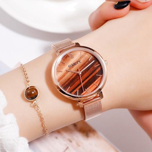 IcoolGagdets Luxury 2 PCS Set Watch Women Rose Gold Water Drill Bracelet Watch Jewelry Ladies Female Hour Casual Quartz Wristwatches