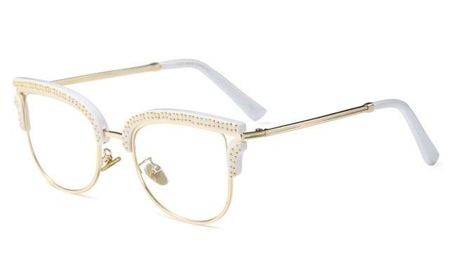 s 45530 Ladies Full Gold Rivet Glasses Frames Men Women Brand Designer Optical EyeGlasses Fashion Eyewear Computer Glasses