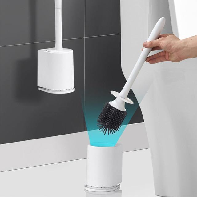 Bathroom Magnetic Cleaning Brush PP Plastic Bathroom Accessories Set Home Long Handle Shower Room Portable Toilet Brush