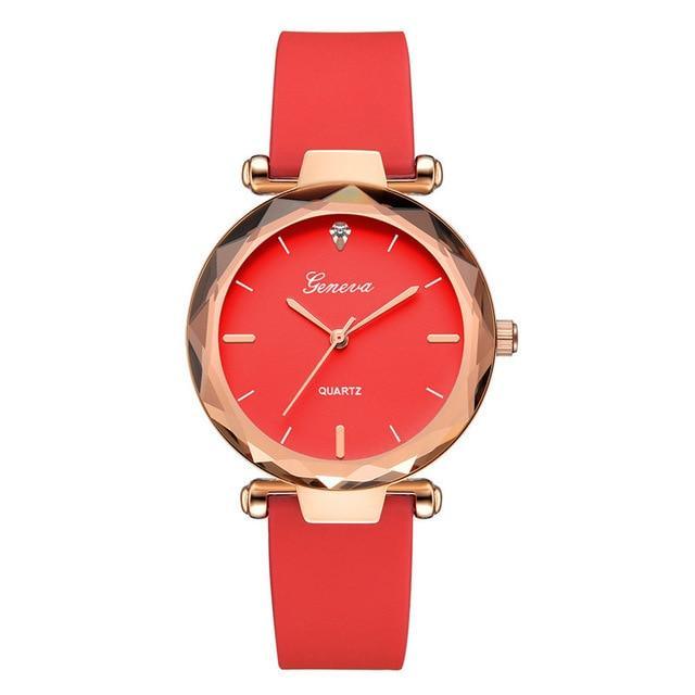 2019 Geneva Fashion Luxury Brand Women Watch Silicone Strap Simple Pin Buckle Ladies Clock Quartz Wrist Watches relogio feminino