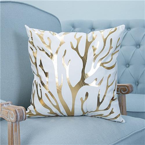 Gold Printed Pillow Cover