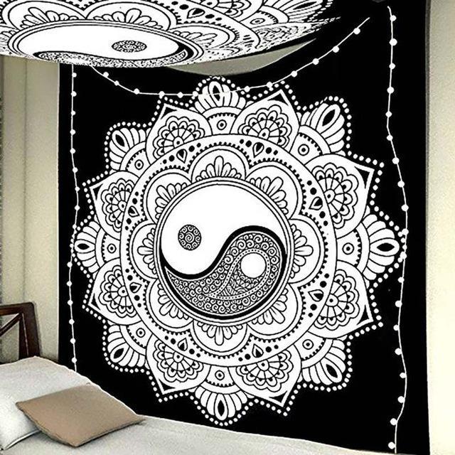 Yin and Yang Mandala Hanging Tapestry