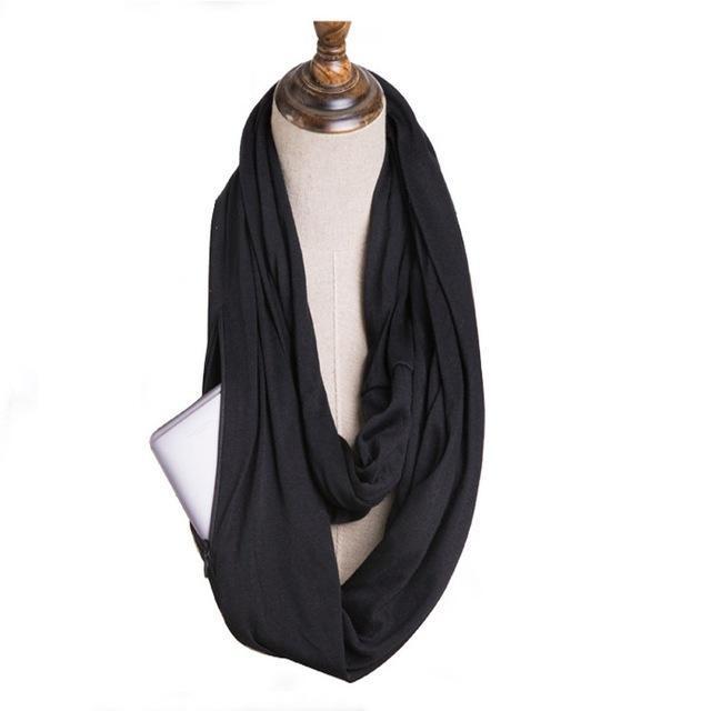 Scarf with Hidden Pocket Convertible Infinity Pattern Scarf Women Fashion