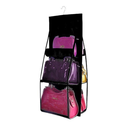 Hanging Handy Handbag Organizer 6 Pocket Transparent Storage Wardrobe