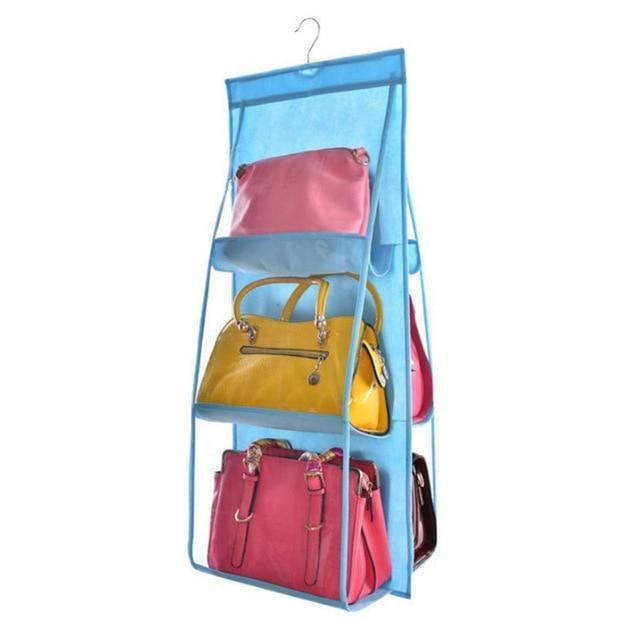 Hanging Handy Handbag Organizer 6 Pocket Transparent Storage Wardrobe