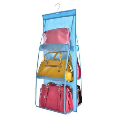 Hanging Handy Handbag Organizer 6 Pocket Transparent Storage Wardrobe