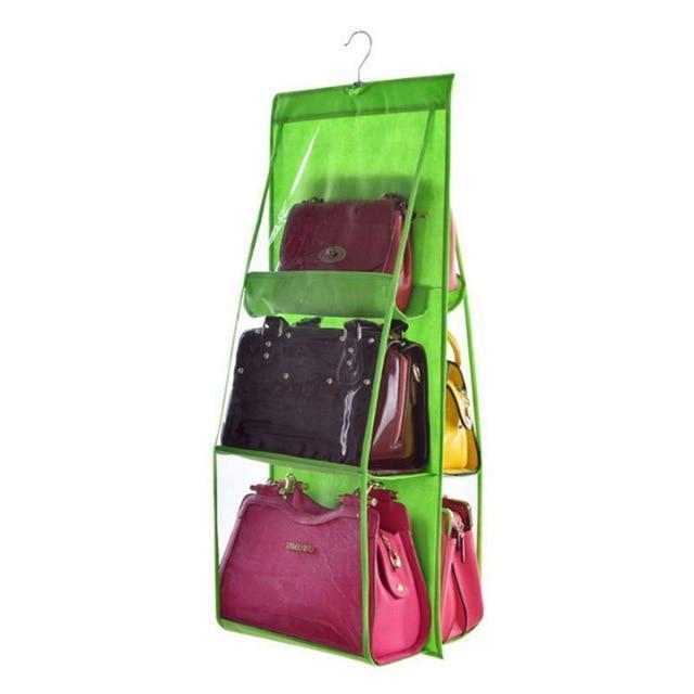 Hanging Handy Handbag Organizer 6 Pocket Transparent Storage Wardrobe