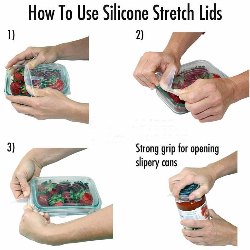 Air Tight Silicone Food Safety Lids (Set of 6)