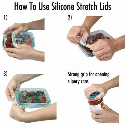 Air Tight Silicone Food Safety Lids (Set of 6)